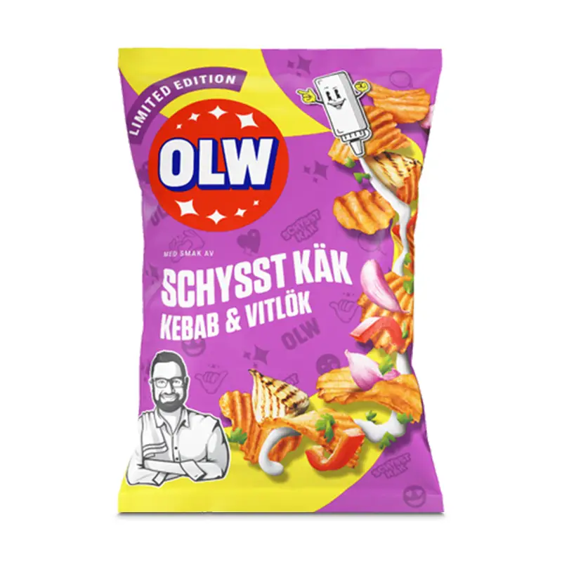 Chips Schysst Käk Kebab & Vitlök 18 x 250 g från OLW | #5450101134 | Chips