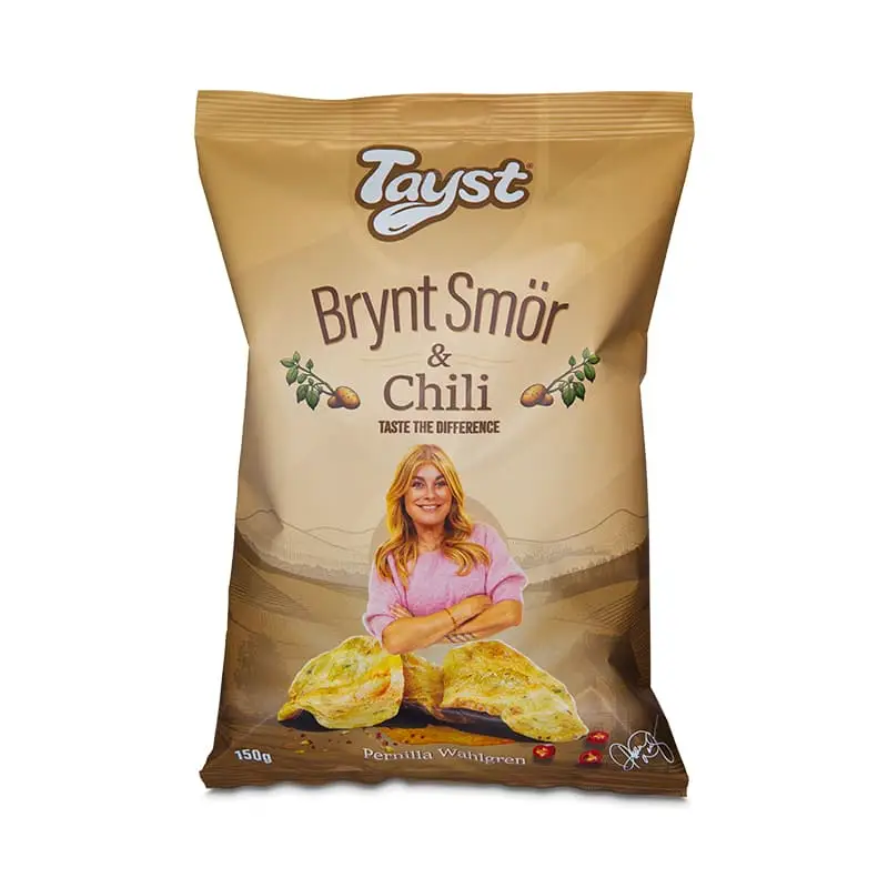 Chips Brynt Smör & Chili 24 x 145 g från Tayst | #T03 | Chips