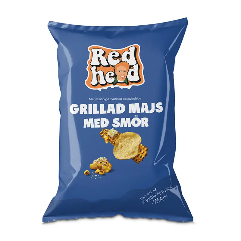Chips Grillad Majs & Smör 12 x 150 g från Redhead | #650 | Chips