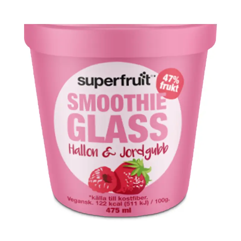 Smoothieglass Pint Hallon/Jordgubb 8 x 475 ml från Superfruit | #42970 | Kulglass