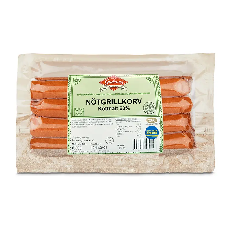 Nötgrillkorv 500 g från Gudruns | #4065 | Korv