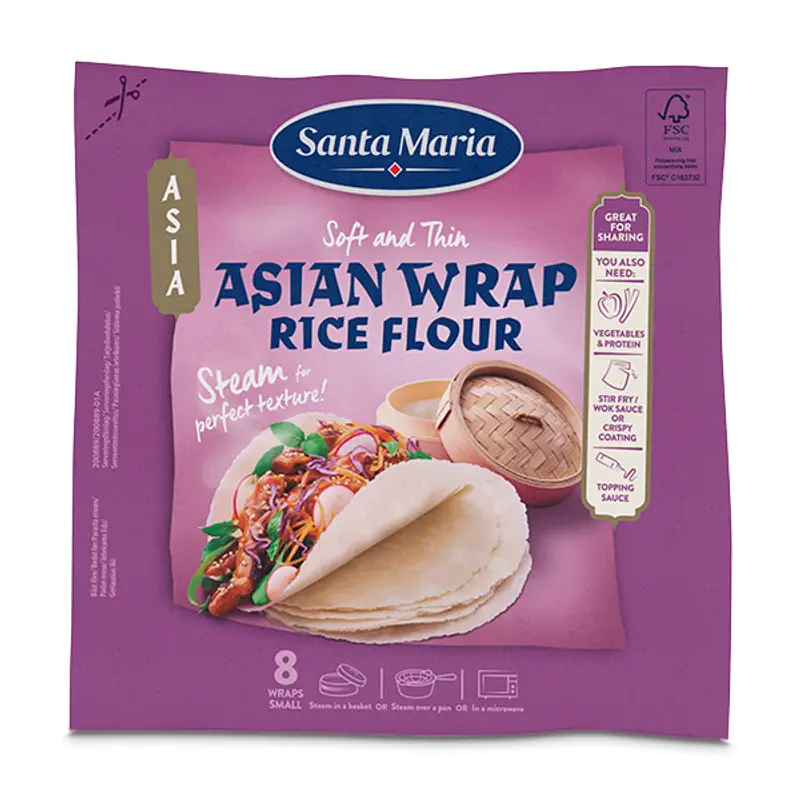 Asian Wrap Rice Flour Small 18 x 8 st från Santa Maria | #200889 | Tortilla & Taco