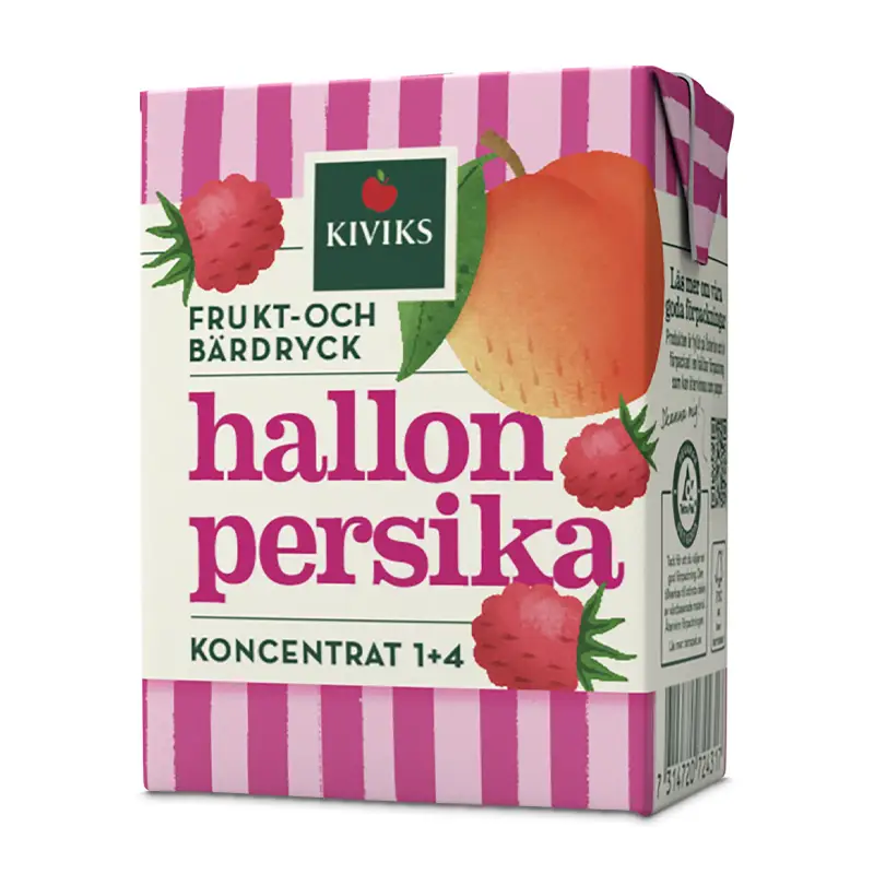 Hallon/persika Koncentrat 27 x 20 cl från Kiviks Musteri | #72431 | Fruktdryck