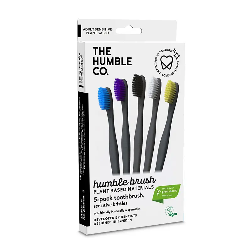 Tandborste Växtbaserad Mixade Färger SOFT 10 x 5 st från The Humble Co | #5-PACK-PLANT-BASED | Munvård
