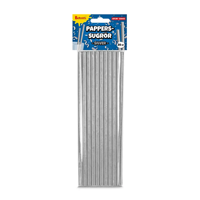 Papperssugrör Silver 12 x 20 st från Buttericks | #202002 | Engångsartiklar