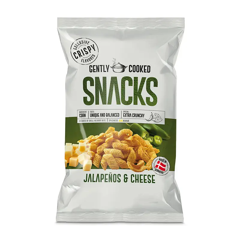 Jalapeno Cheese Corn Snack 12 x 125 g från Crispy | #243002 | Ostbågar & Former