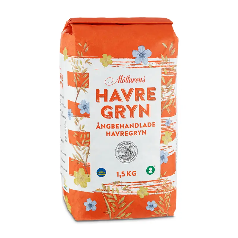 Havregryn 8 x 1.5 kg från Möllarens | #65035 | Ris & Gryn