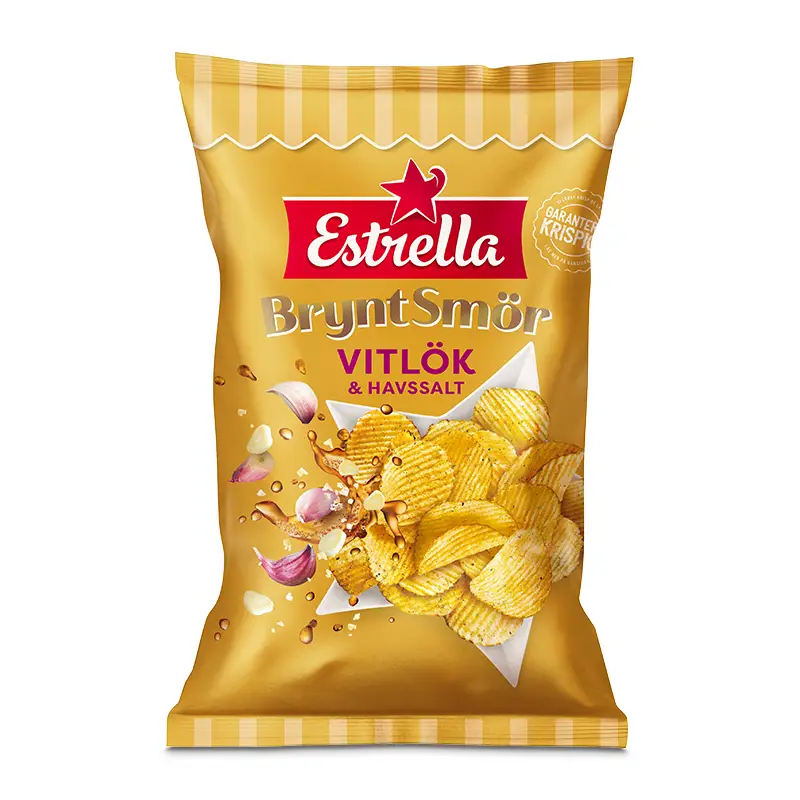 Brynt Smör Vitlök och Havssalt Chips 21 x 175 g från Estrella | #10002004 | Chips