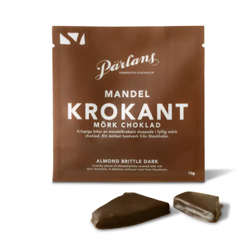 Krokant Mandel i Mörk Choklad 8 x 70 g från Pärlans Konfektyr | #432 | Choklad