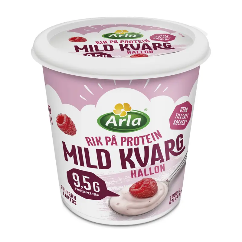 Mild Kvarg Hallon Laktosfri 0,2% 6 x 1 kg från Arla | #433208 | Kvarg