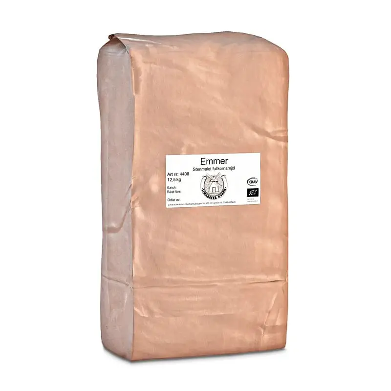 Emmer Fullkornsmjöl 1 x 12.5 kg från Limabacka Kvarn | #4408 | Bakprodukter