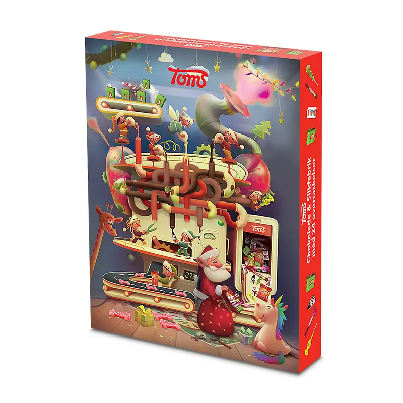 Julfabrik Kalender 14 x 385 g från Toms | #446800 | Choklad