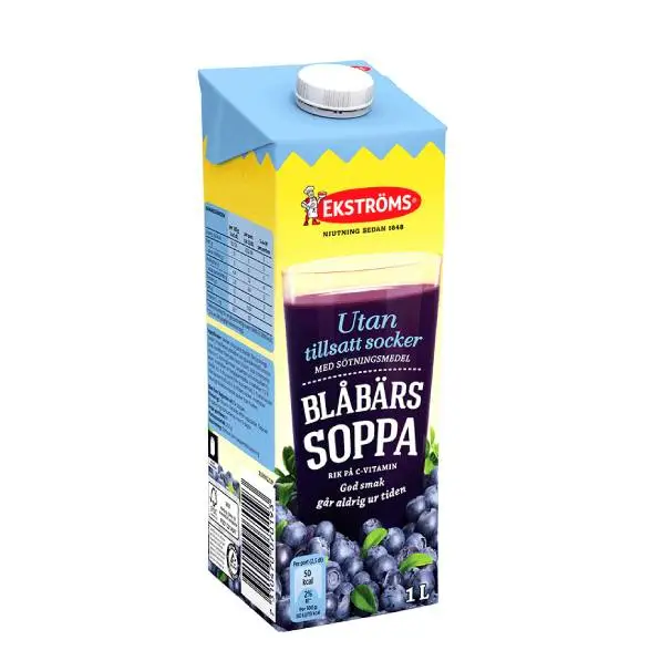 Blåbärssoppa Utan Socker 8 x 1 l från Ekströms | #454007019 | Soppa & Kräm