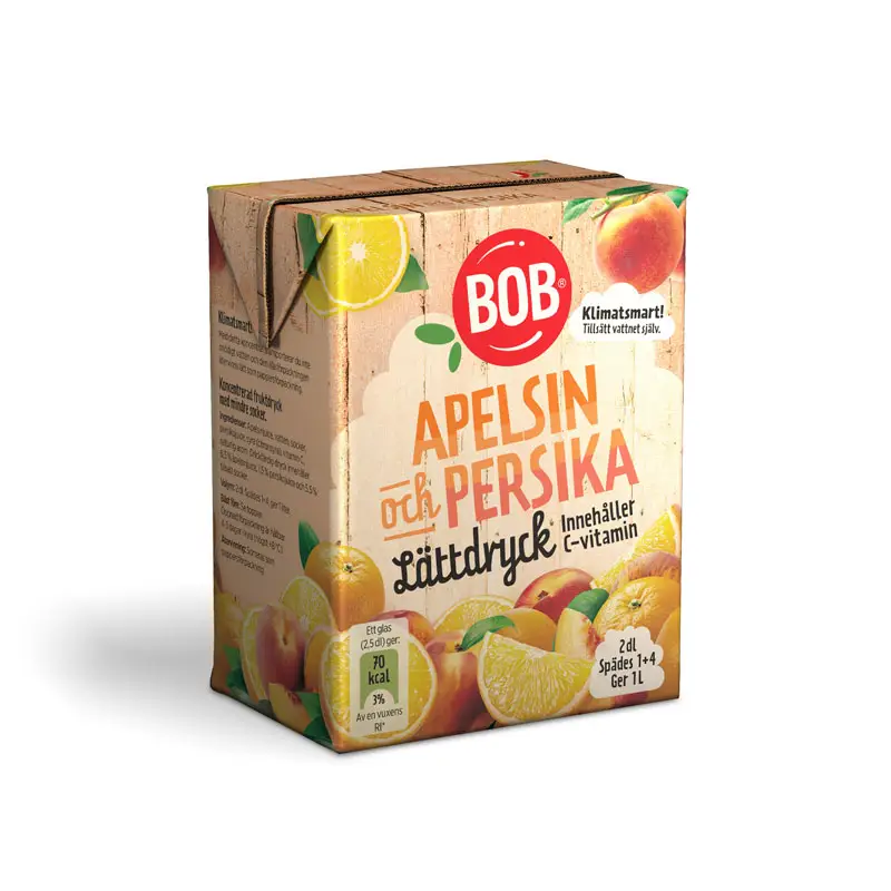 Lättdryck Apelsin & Persika 27 x 2 dl från BOB | #454015053 | Saft