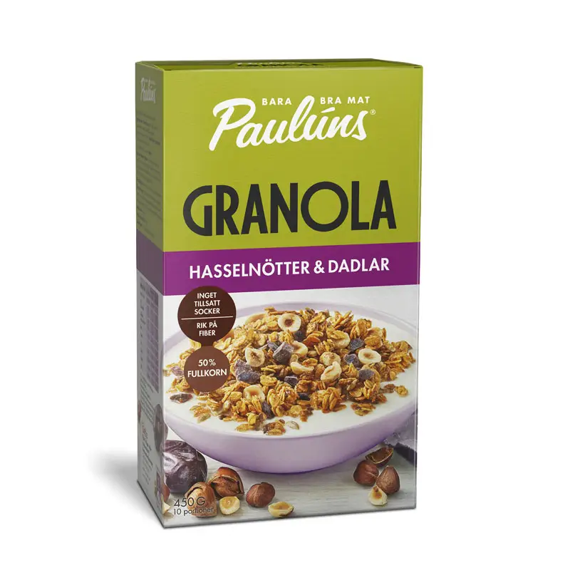 Granola Hasselnötter & Dadlar 8 x 450 g från Paulùns | #454100122 | Granola