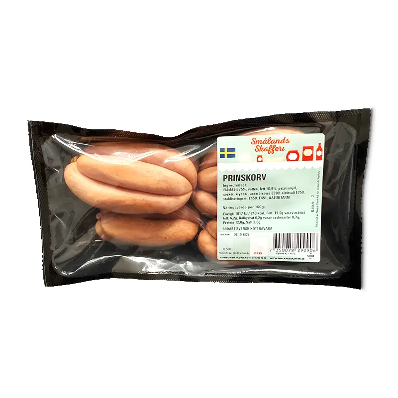 Prinskorv 10 x 500 g från Smålands Skafferi | #5006 | Korv