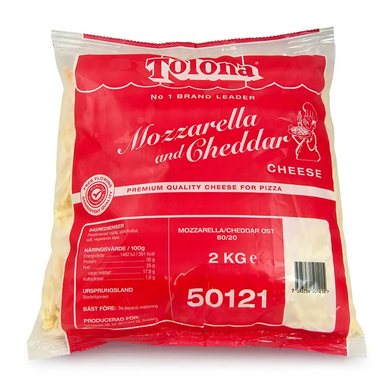 Mozzarella/Cheddar Ost 6 x 2 kg från Tolona | #50121 | Ost