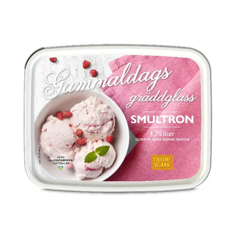 Gammaldags Gräddglass Smultron 4 x 1750 ml från Triumf Glass | #50244 | Kulglass