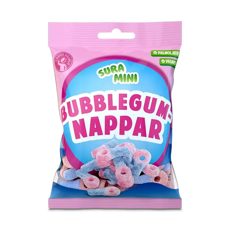 Sura Mini Bubblegumnappar 18 x 70 g från CandyPeople | #50573 | Godis