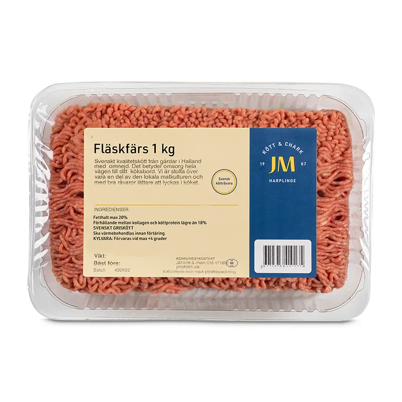 Fläskfärs Tråg 6 x 1 kg från JM Kött & Chark | #510 | Färs