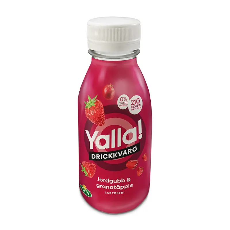 Laktosfri Drickkvarg Jordgubb/Granatäpple 0,1% 6 x 350 ml från Yalla | #63910 | Kvarg