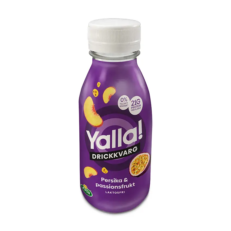 Laktosfri Drickkvarg Persika/Passion 0,1% 6 x 35 cl från Yalla | #69892 | Kvarg