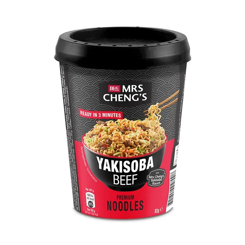 Yakisoba Beef 8 x 93 g från Mrs Cheng | #544336 | Färdiglagade måltider