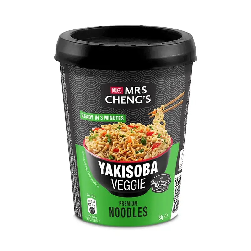 Yakisoba Veggie 8 x 93 g från Mrs Cheng | #544338 | Färdiglagade måltider