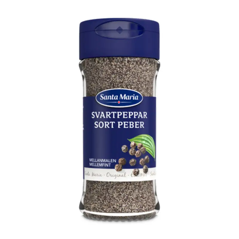 Svartpeppar Mellanmalen 6 x 30 g från Santa Maria | #101568 | Kryddor