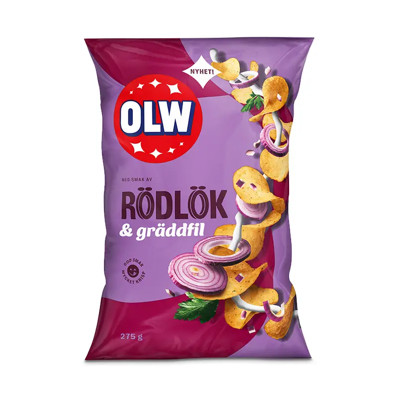 Chips Rödlök & Gräddfil 15 x 275 g från OLW | #5450101148 | Chips