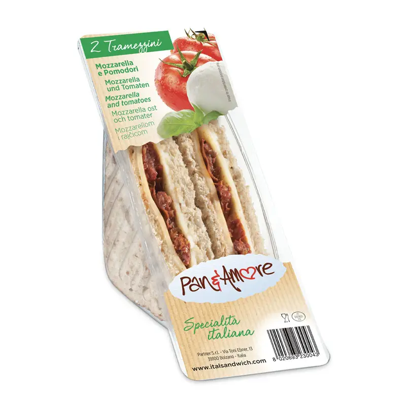 Trekantmacka Mozzarella & Soltorka Tomat 6 x 140 g från Paneamore | #7004 | Smörgåsar färdiga