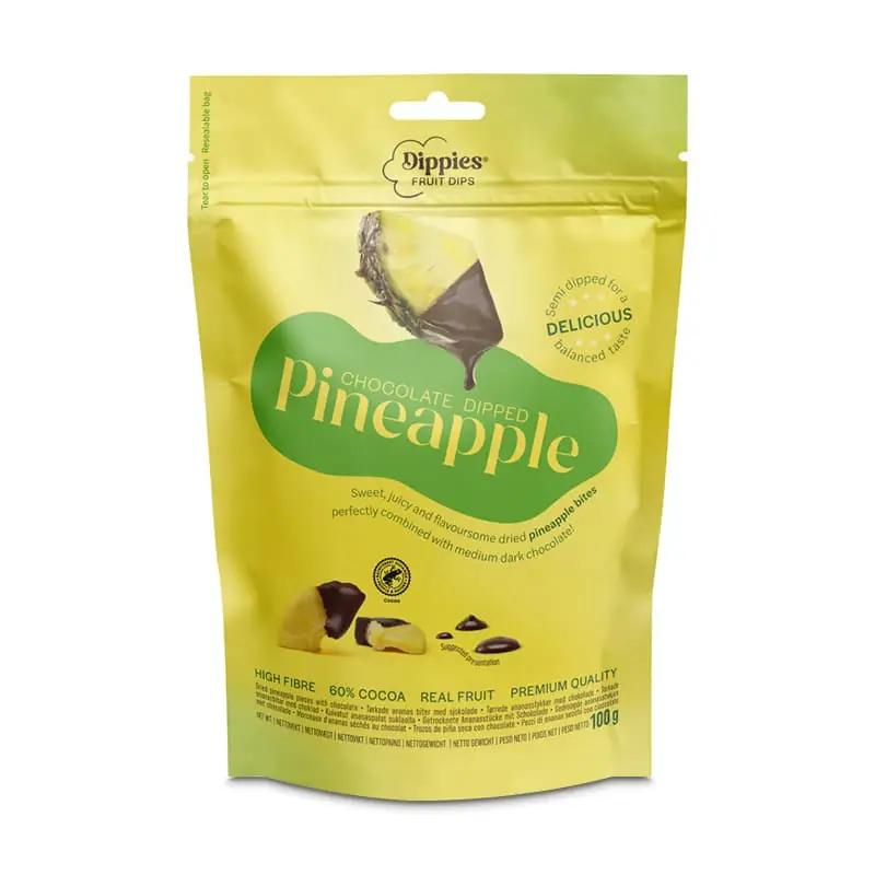 Fruit Dips Pineapple Chocolate 14 x 100 g från Dippies | #362 | Torkad frukt