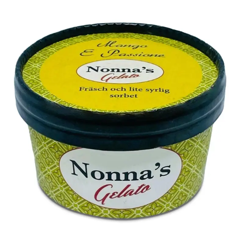 Mango & Passionsfruktsorbet Portionsbägare 16 x 150 ml från Nonnas Gelato | #300520 | Pinnglass