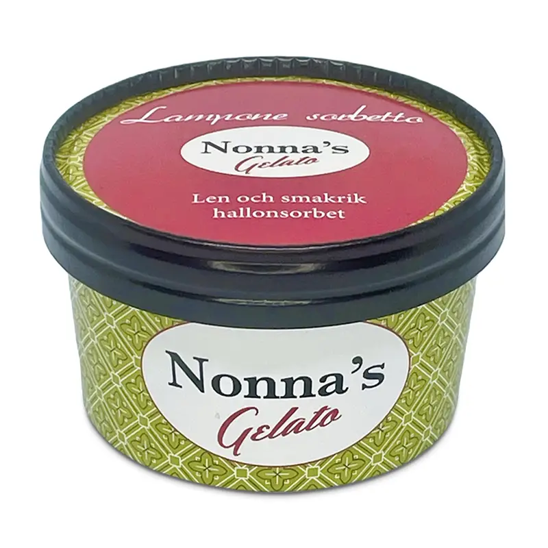 Hallonsorbet Portionsbägare 16 x 150 ml från Nonnas Gelato | #300506 | Pinnglass