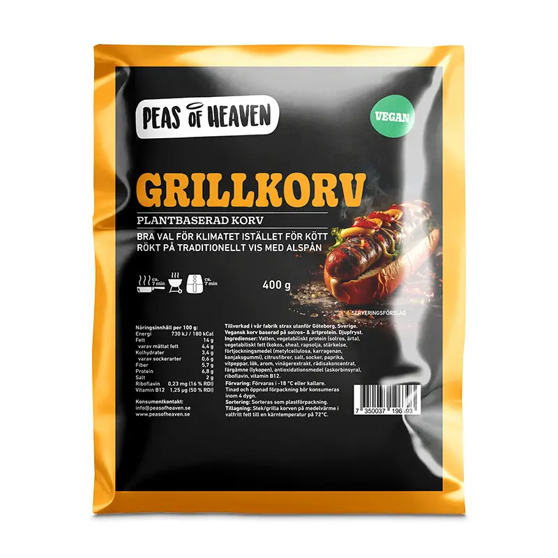 Vegan Grillkorv 6 x 400 g från Peas of Heaven | #59008 | Korv