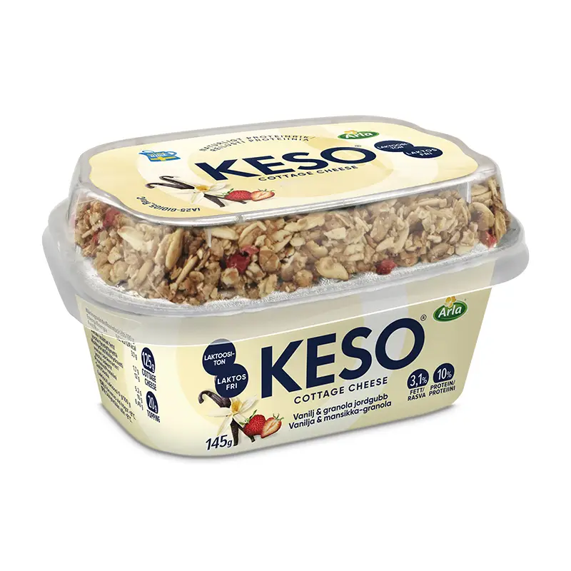 Keso Mellanmål Vanilj/Granola/Jordgubb 6 x 145 g från Keso | #593377 | Keso
