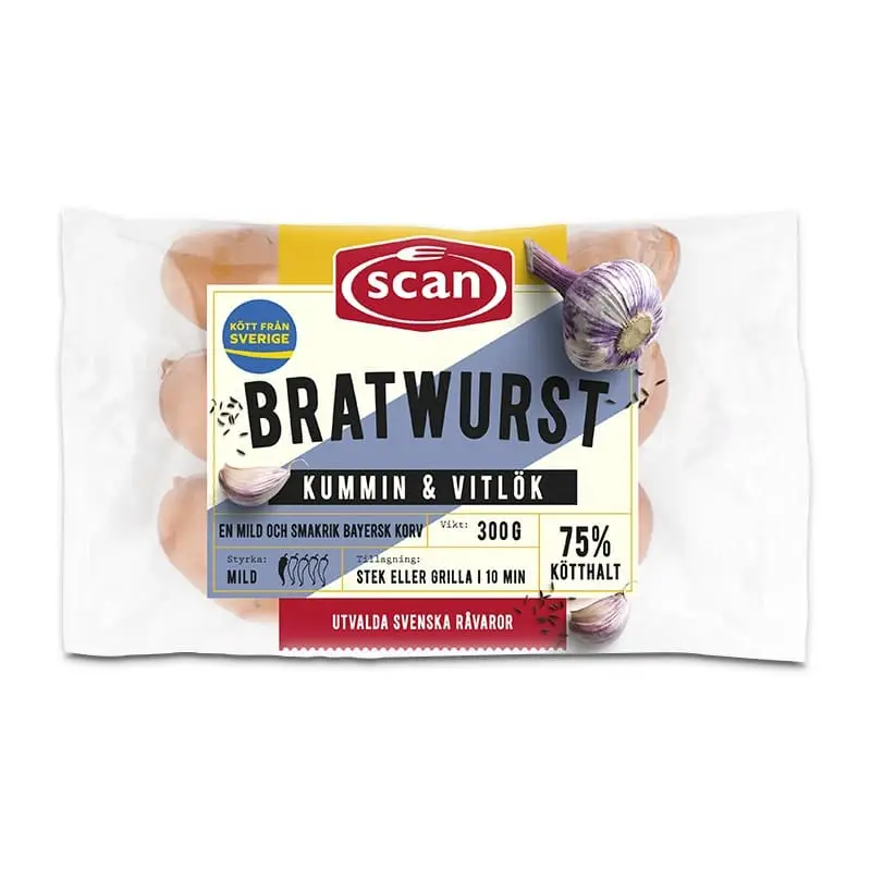 Bratwurst 8 x 300 g från Scan | #602256 | Korv