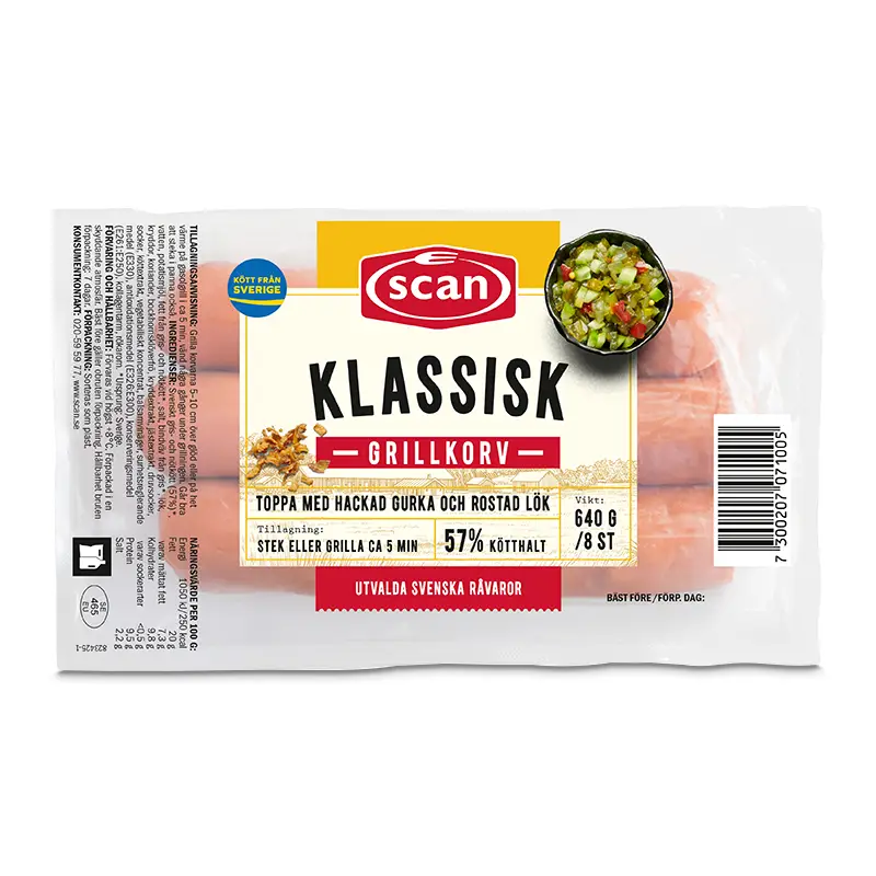 Klassisk Grillkorv 12 x 640 g från Scan | #606067 | Korv
