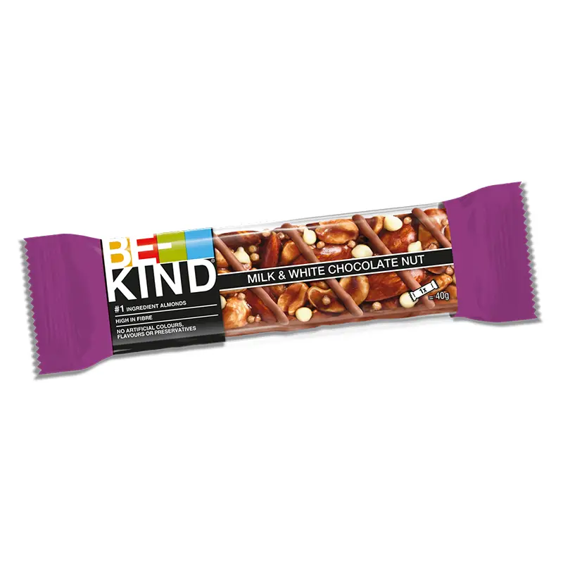 Milk & White Chocolate Nötbar 12 x 40 g från BE-KIND | #607367 | Bars