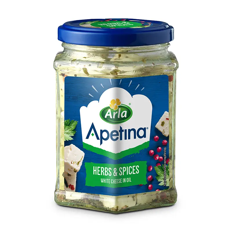 Tärnad Vitost i Olja Vitlök/Örter 6 x 265 g från Apetina | #61681 | Ost