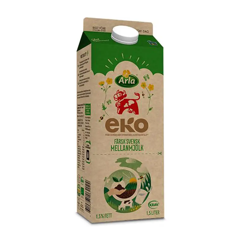 Färsk mellanmjölk 1.5% 12 x 1.5 l från Arla | #6202 | Mjölk