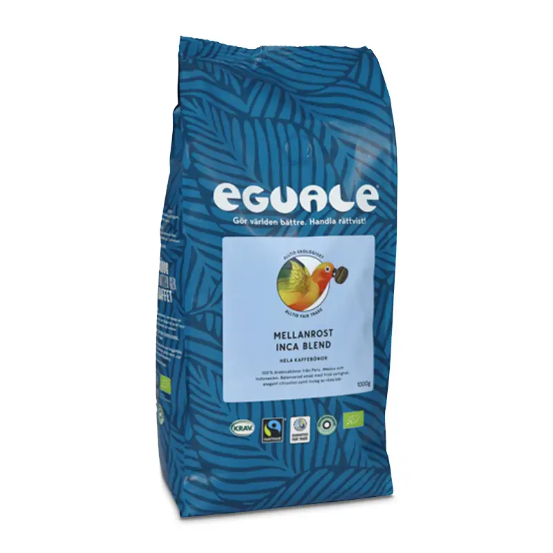 Inca Blend Mellanrost Hela Bönor 4 x 1000 g från Eguale | #6204 | Kaffe