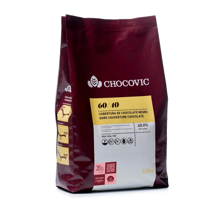 Mörk Choklad 60/40 Pellets 60% 1,5kg 1.5 kg från Chocovic | #70114 | Bakprodukter