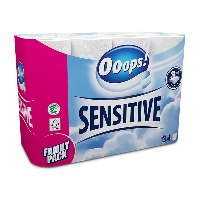 Toalettpapper Sensitive 24-pack 24 st från Ooops | #63015 | Torkpapper