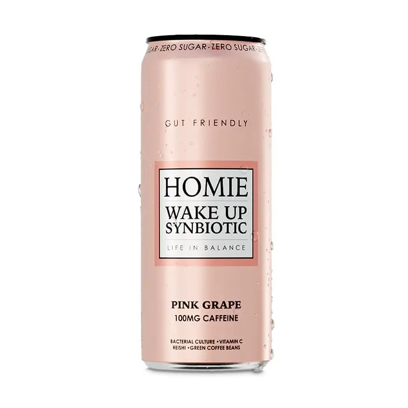Wake Up Synbiotic Pink Grapefruit 24 x 33 cl från Homie life in balance | #626 | Energidrycker