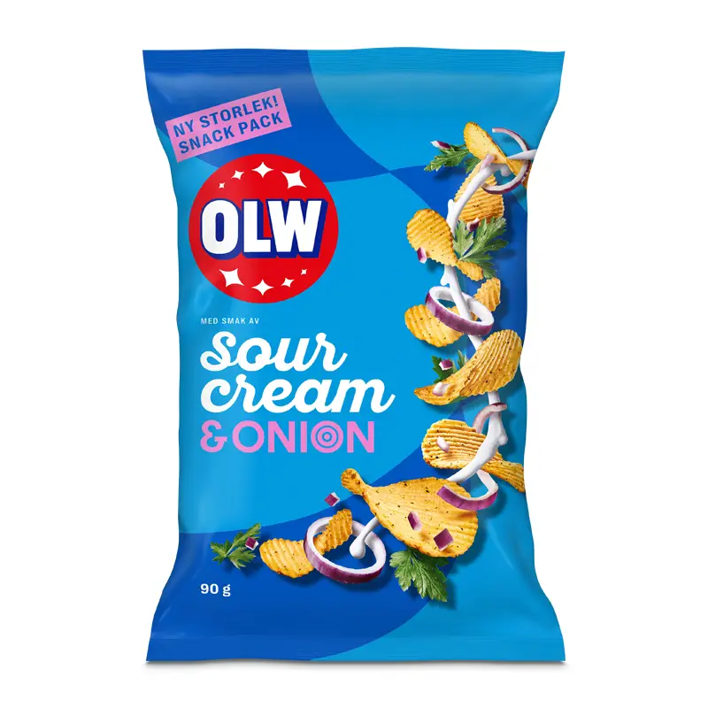 Chips Sourcream & Onion 32 x 90 g från OLW | #5450101160 | Chips