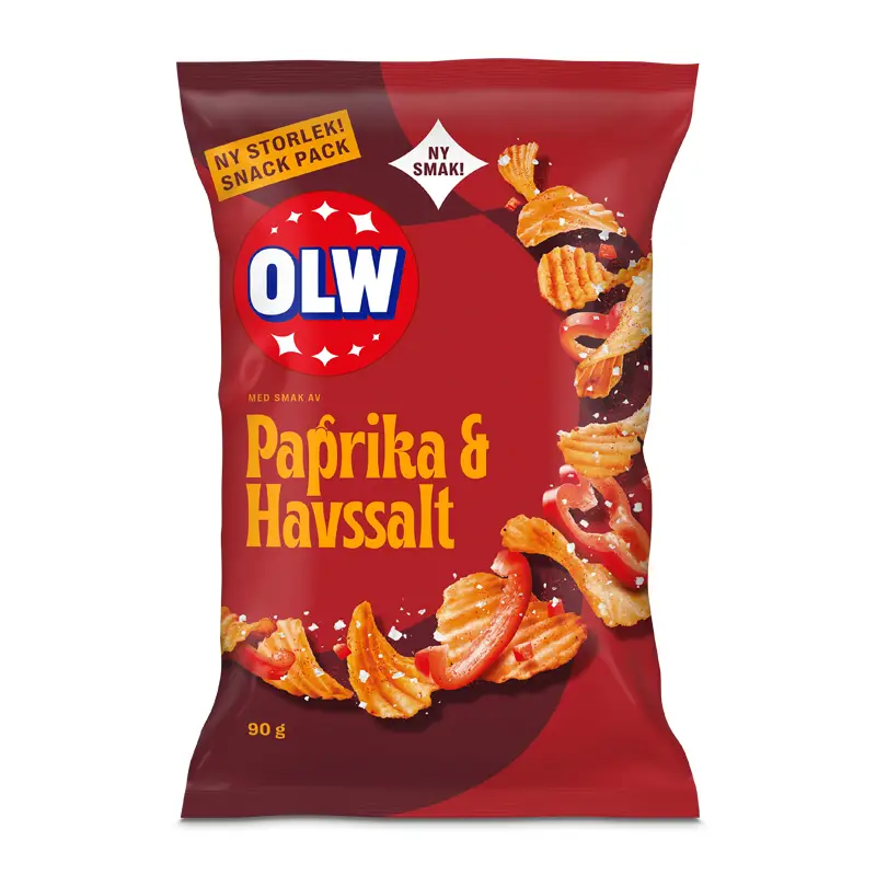 Chips Paprika & Havssalt 32 x 90 g från OLW | #5450101179 | Chips
