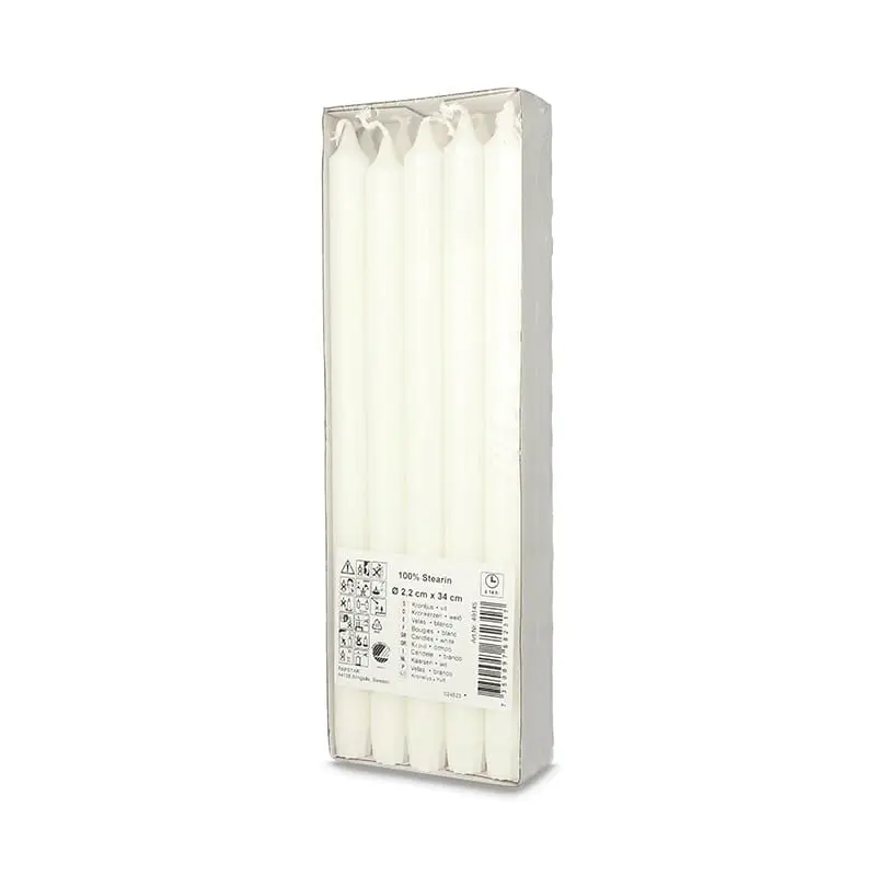Kronljus Ø2,3cmx34cm 100% Stearin 8 x 10 st från Papstar | #49145 | Ljus