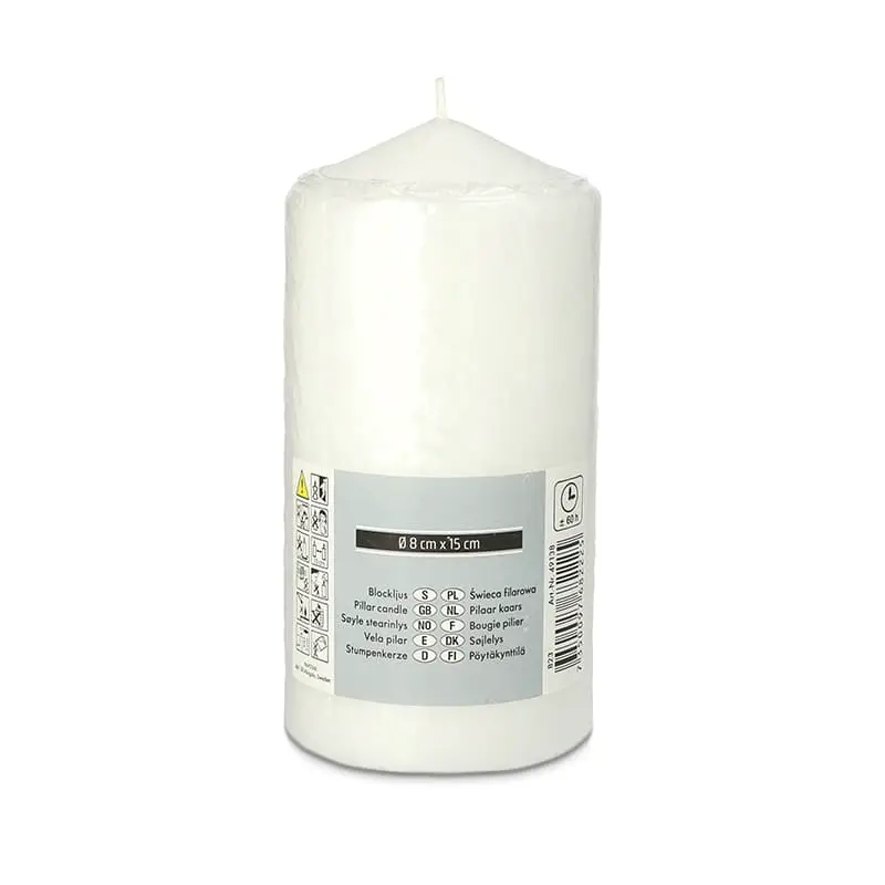 Blockljus Ø80mmx150mm 12 st från Papstar | #49138 | Ljus