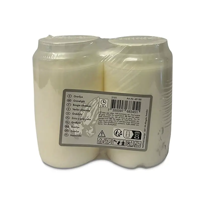 Gravljus Vit Transp Hylsa 50H 10 x 2 st från Papstar | #49188 | Ljus